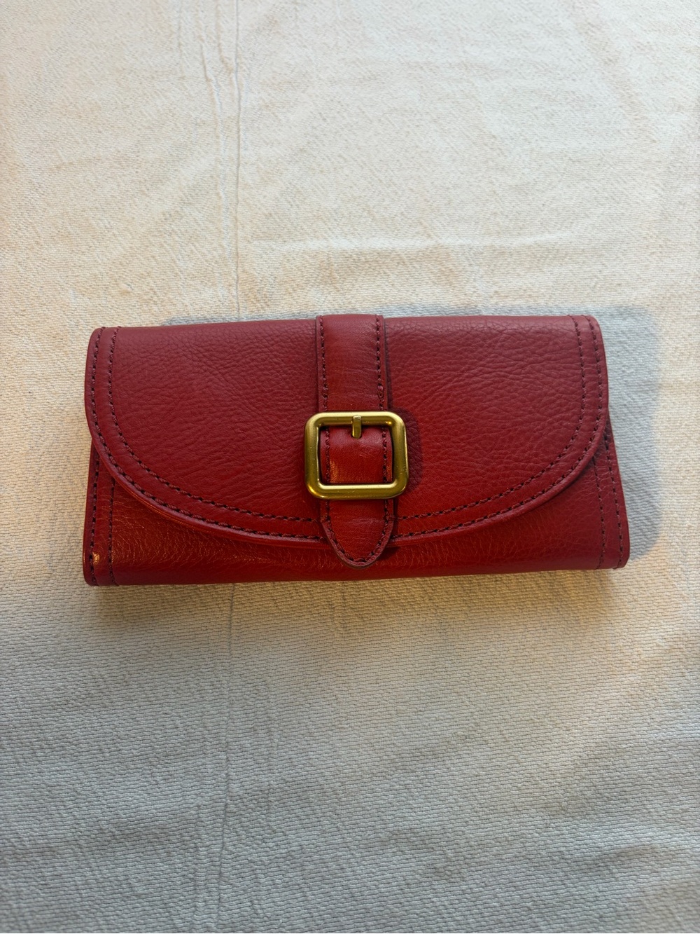 Frye Red Leather Buckle Wallet
